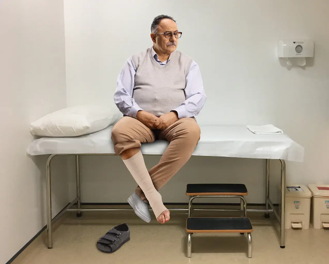 Man at the doctor’s office; waiting made my dog wait too.